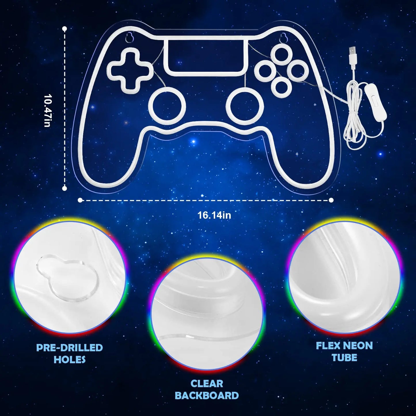 Gamer Controller Neon Sign Game Neon Light USB Power for Gamer Room Decor Teen Boy Room Decor Wall Decor Gifts